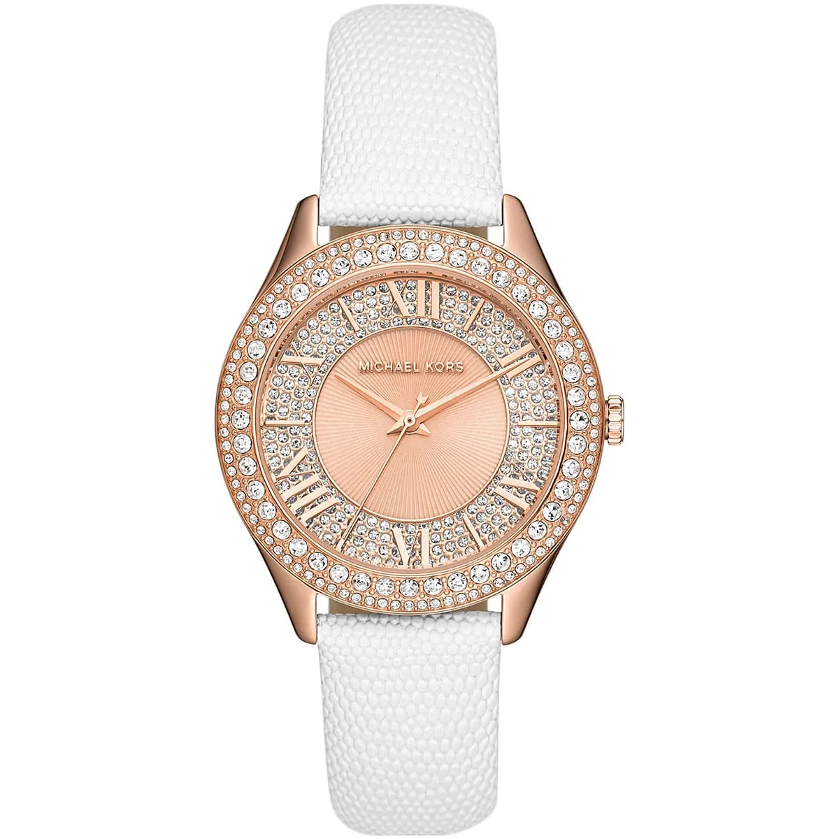 mk2989-michael-kors-watch-women-crystals-genuine-lizard-rose-gold-dial-leather-white-strap-quartz-battery-analog-three-hand-harlowe.JBG Michael Kors Watch For Women MK2989 - Image 1