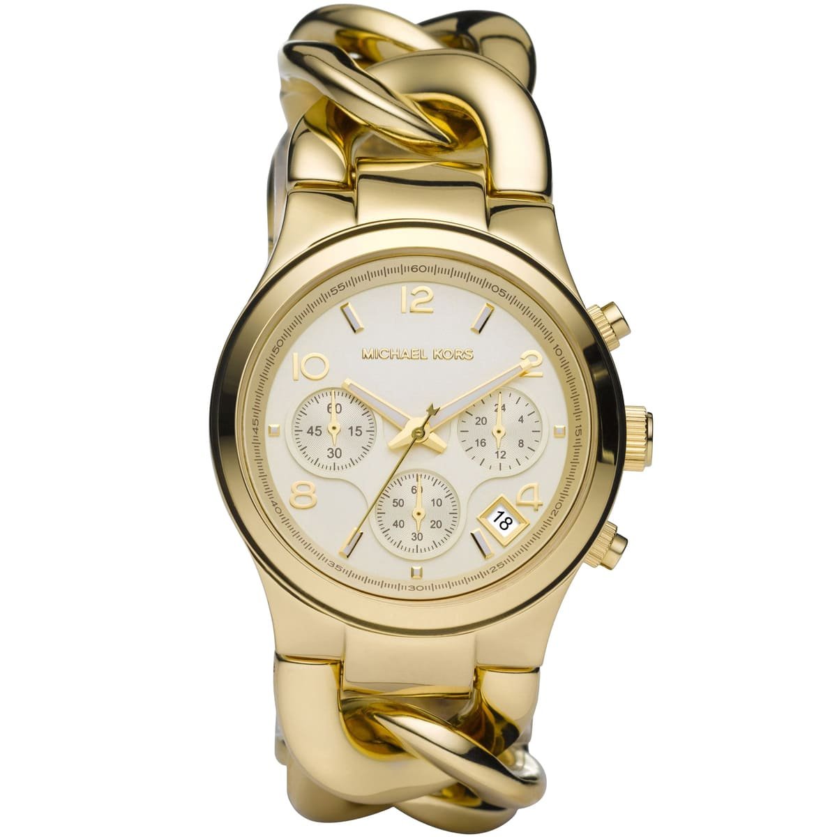 mk3131-michael-kors-watch-women-gold-dial-stainless-steel-metal-golden-strap-quartz-analog-chronograph-runway Michael Kors Watch For Women MK3131 - Image 1
