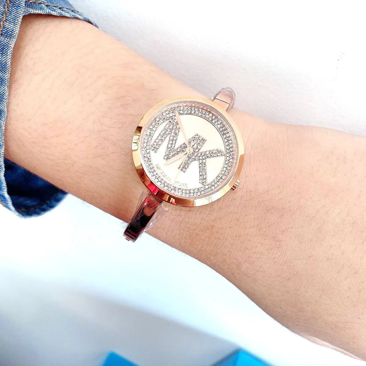 mk3631-michael-kors-watch-women-mk-logo-crystals-rose-gold-dial-metal-stainless-steel-strap-quartz-battery-analog-three-hand-blakley_7.jbg Michael Kors Watch For Women MK3631 - Image 8