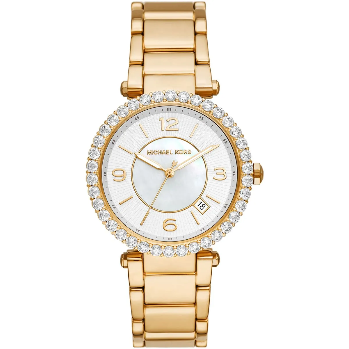 mk4693-michael-kors-watch-women-crystals-white-dial-metal-stainless-steel-gold-strap-quartz-battery-analog-three-hand-parker.jbg Michael Kors Watch For Women MK4693 - Image 1