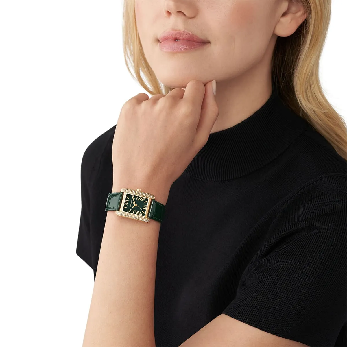 mk4697-michael-kors-watch-women-crystals-black-dial-leather-green-strap-quartz-battery-square-analog-three-hand-emery_13.jbg Michael Kors Watch For Women MK4697 - الصورة 11