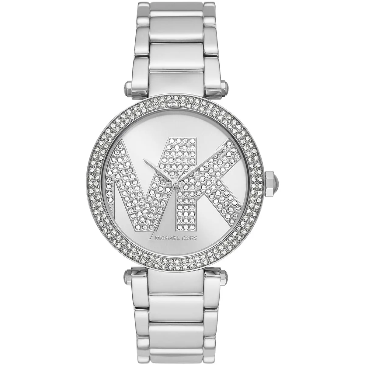 mk6658-michael-kors-watch-women-mk-logo-crystals-silver-dial-metal-stainless-steel-strap-quartz-battery-analog-three-hand-parker.jbg Michael Kors Watch For Women MK6658 - الصورة 1