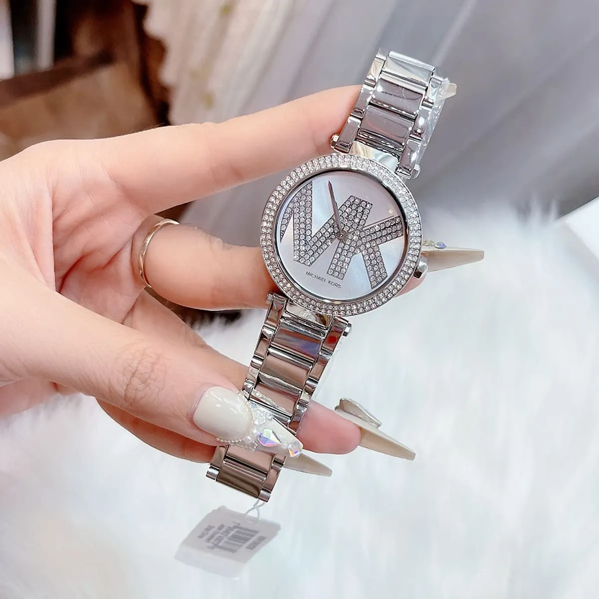 mk6658-michael-kors-watch-women-mk-logo-crystals-silver-dial-metal-stainless-steel-strap-quartz-battery-analog-three-hand-parker_13.jbg Michael Kors Watch For Women MK6658 - الصورة 8