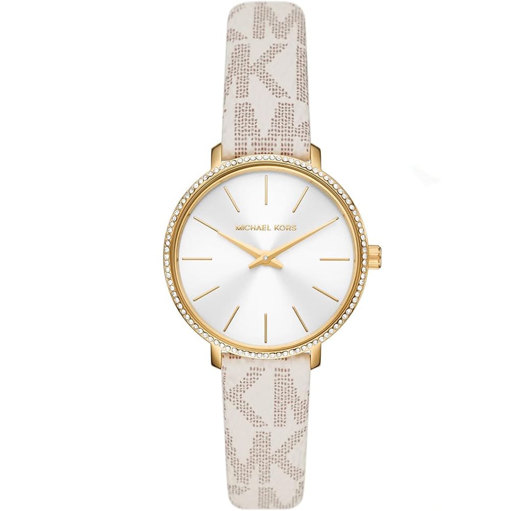 original-mk1037-michael-kors-women-watch-white-dial-beige-strap-egypt Michael Kors Watch For Women MK1037 - Image 1