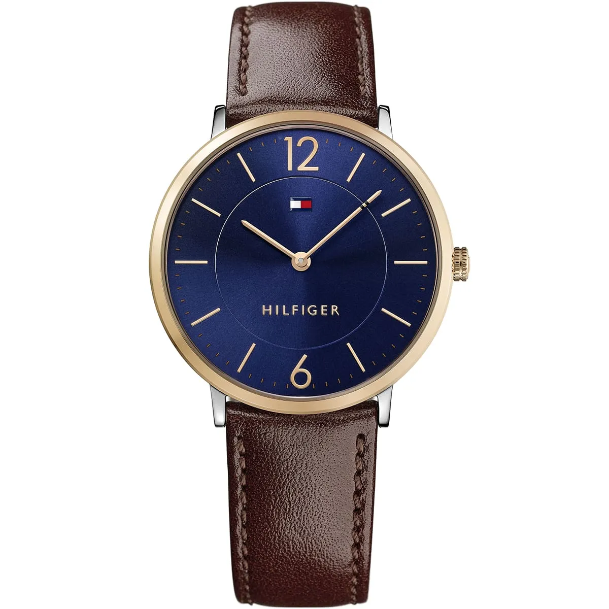 1710354-tommy-hilfiger-watch-men-blue-dial-leather-brown-strap-quartz-battery-analog-three-hand-ultra-slim.jbg Tommy Hilfiger Watch For Men 1710354 - Image 1