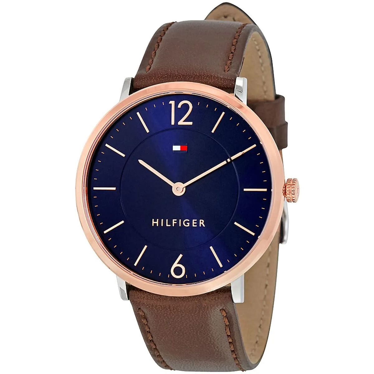 1710354-tommy-hilfiger-watch-men-blue-dial-leather-brown-strap-quartz-battery-analog-three-hand-ultra-slim_2.jbg Tommy Hilfiger Watch For Men 1710354 - Image 2