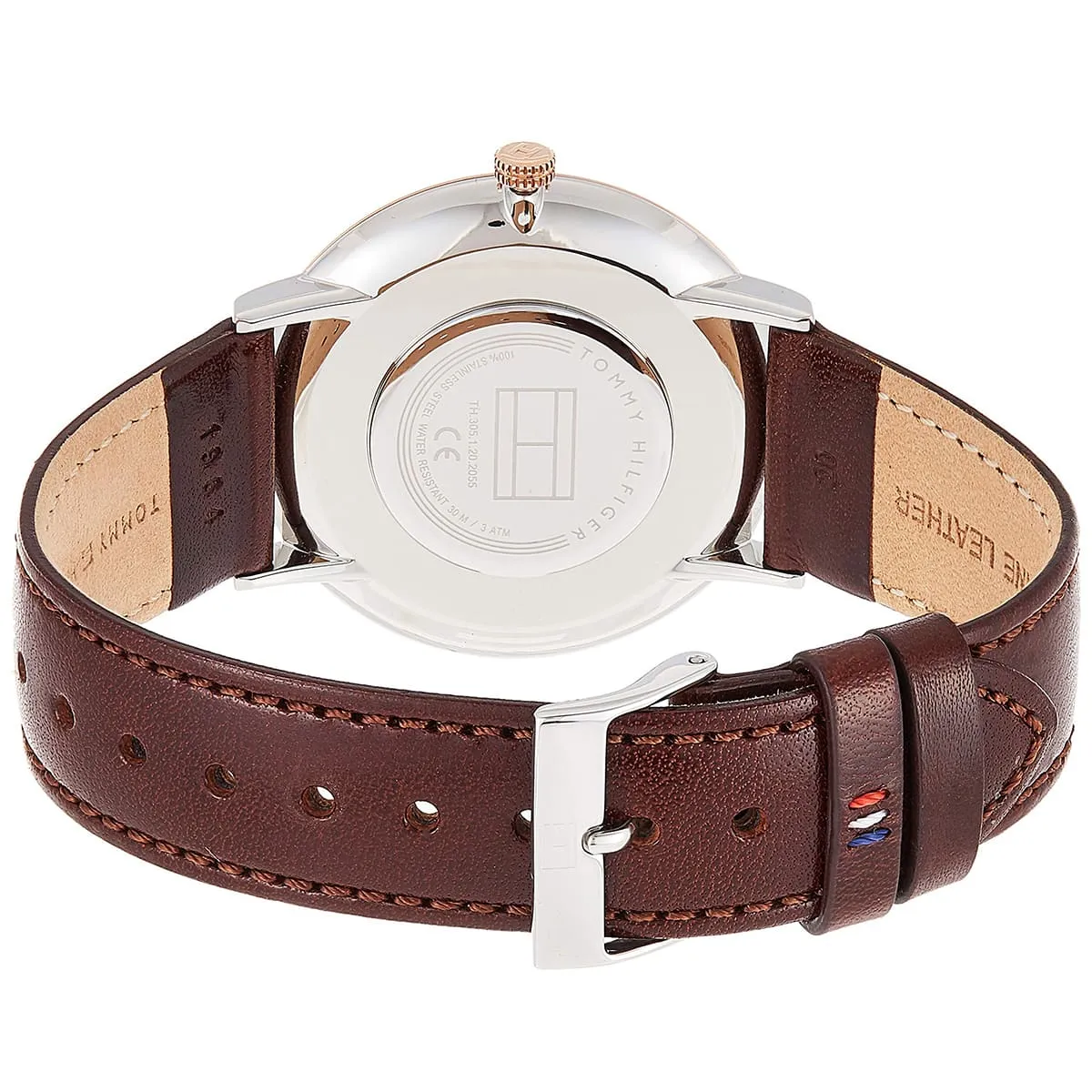 1710354-tommy-hilfiger-watch-men-blue-dial-leather-brown-strap-quartz-battery-analog-three-hand-ultra-slim_3.jbg Tommy Hilfiger Watch For Men 1710354 - Image 3
