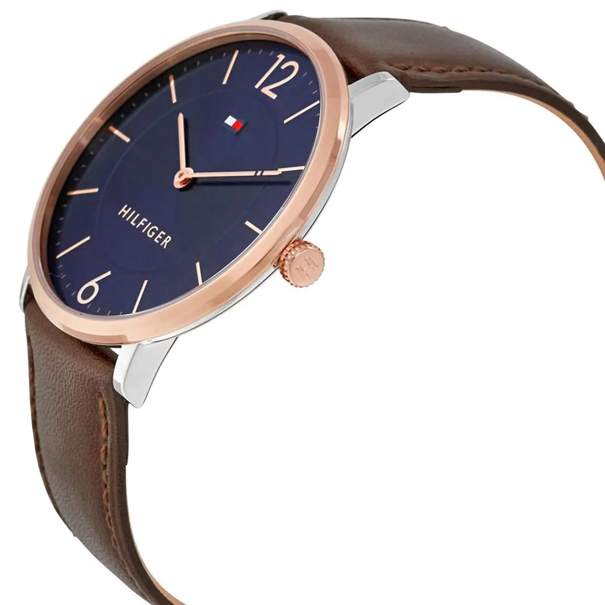 1710354-tommy-hilfiger-watch-men-blue-dial-leather-brown-strap-quartz-battery-analog-three-hand-ultra-slim_5.jbg Tommy Hilfiger Watch For Men 1710354 - Image 5