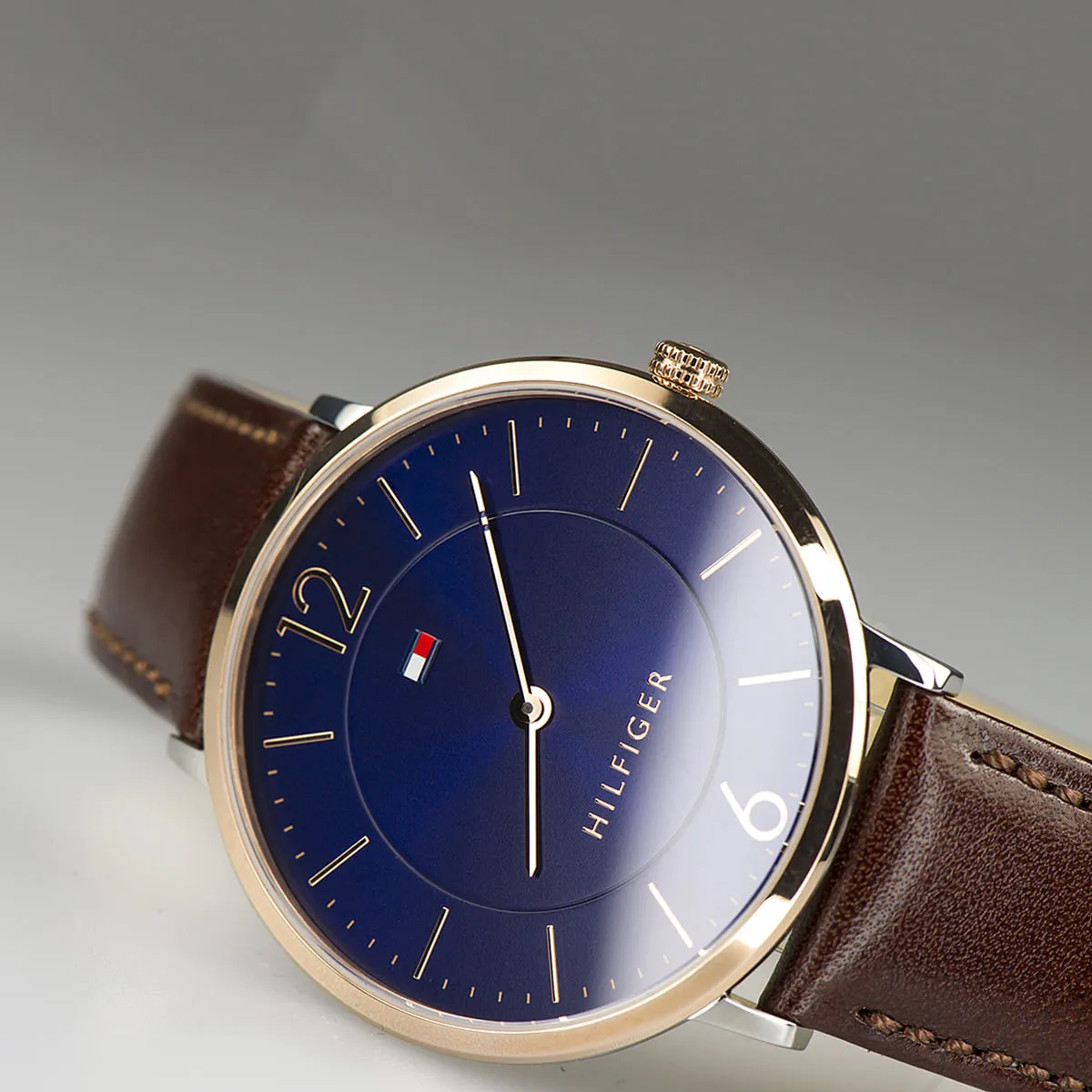 1710354-tommy-hilfiger-watch-men-blue-dial-leather-brown-strap-quartz-battery-analog-three-hand-ultra-slim_8.jbg Tommy Hilfiger Watch For Men 1710354 - Image 8