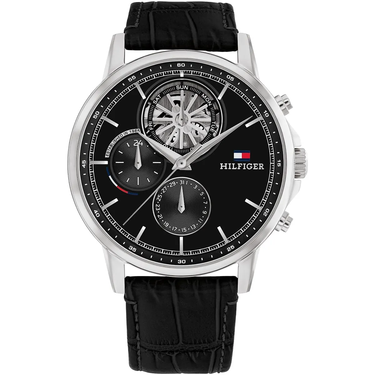 1710605-tommy-hilfiger-watch-men-black-dial-leather-strap-quartz-analog-stewart.jbg Tommy Hilfiger Watch For Men 1710605 - Image 1