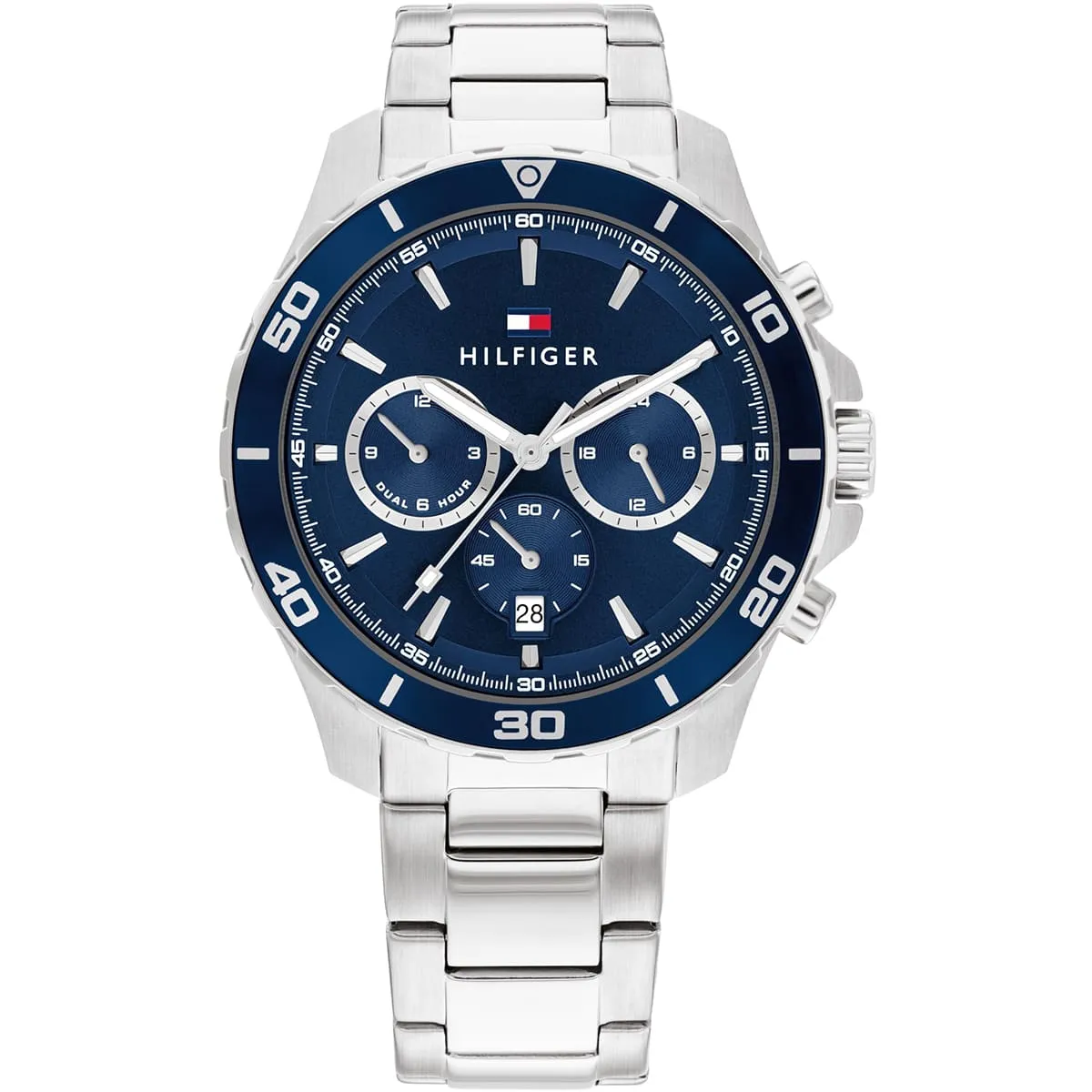 1792094-tommy-hilfiger-watch-dual-time-men-blue-dial-metal-stainless-steel-silver-strap-quartz-battery-analog-jordan.jbg Tommy Hilfiger Watch For Men 1792094 - Image 1