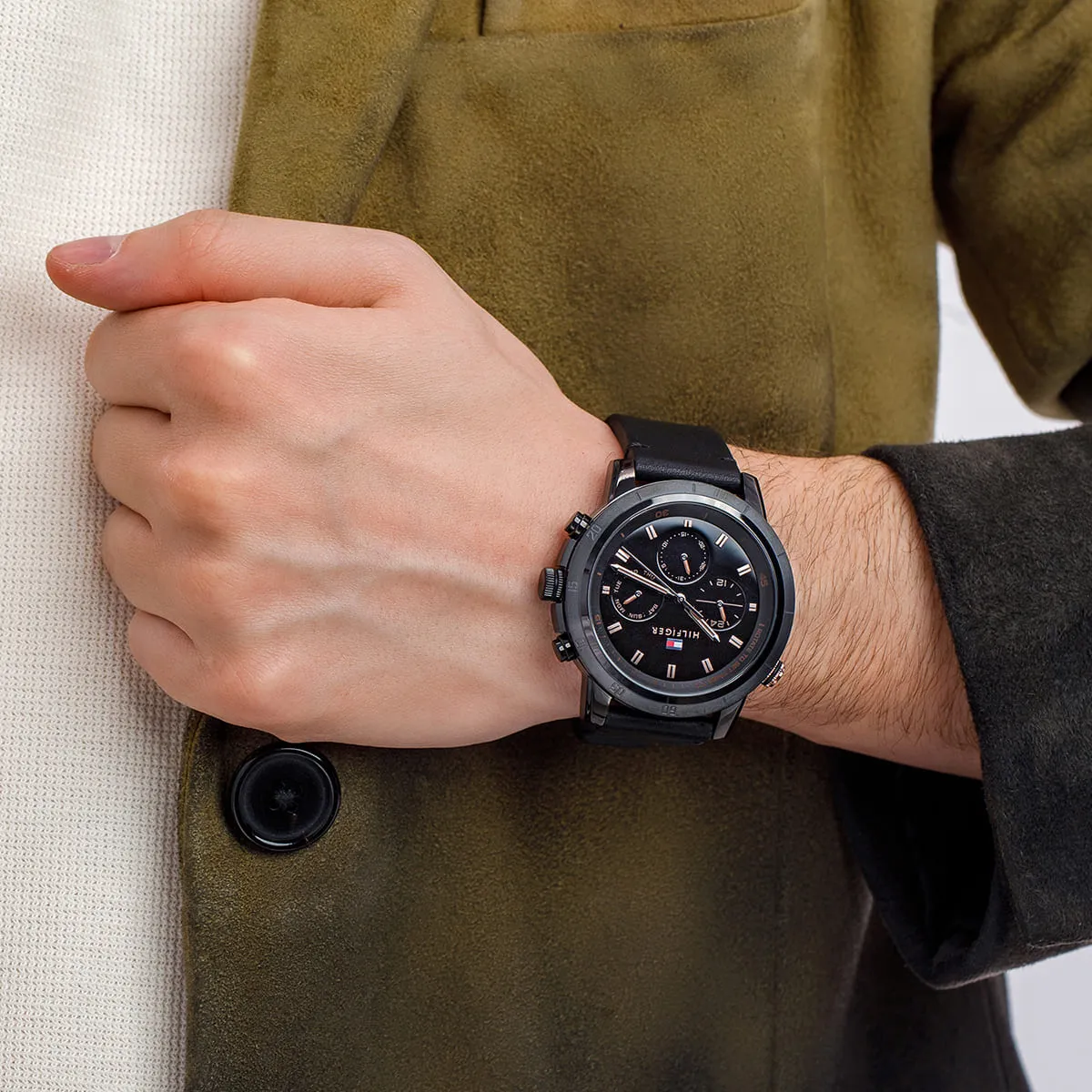 1792110-tommy-hilfiger-watch-men-black-dial-leather-strap-quartz-analog-troy_6.jbg Tommy Hilfiger Watch For Men 1792110 - Image 6