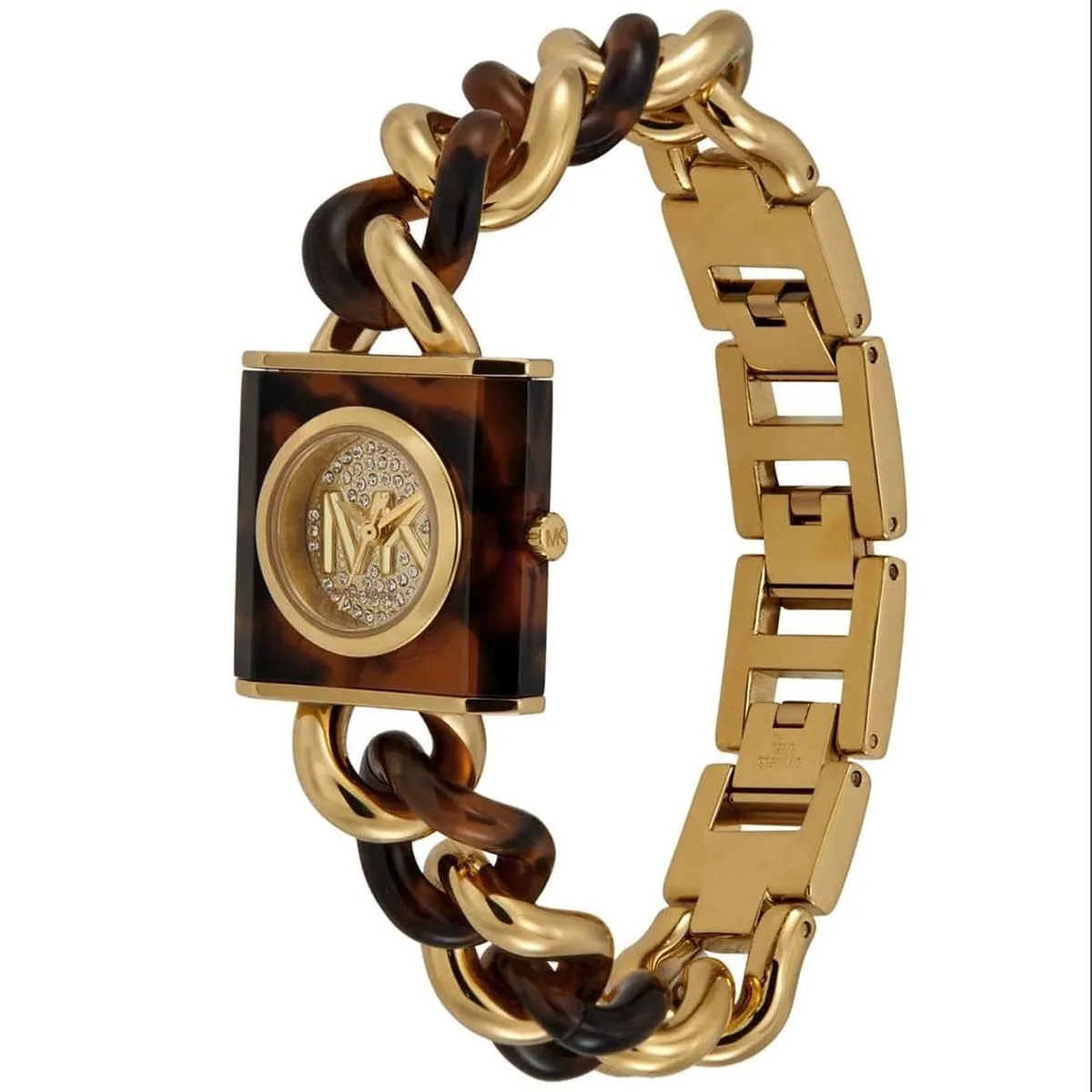 mk4808-michael-kors-watch-women-crystals-mk-logo-gold-dial-metal-stainless-steel-brown-strap-quartz-battery-analog-three-hand-mk-chain-lock_2.jbg Michael Kors Watch For Women MK4808 - الصورة 3