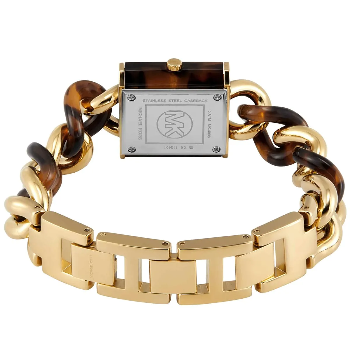 mk4808-michael-kors-watch-women-crystals-mk-logo-gold-dial-metal-stainless-steel-brown-strap-quartz-battery-analog-three-hand-mk-chain-lock_3.jbg Michael Kors Watch For Women MK4808 - الصورة 4